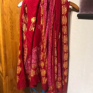 Red boho scarf with Ganesh